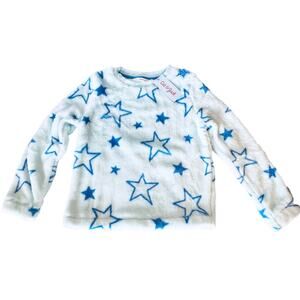 NEW Furry Fleece BLUE STAR SHIRT 7/8 MED Girls Boys Soft Long Sleeve Tee Top NWT